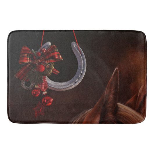 Tapis De Bain Noël équestre pendre en fer à cheval Photo (Devant)