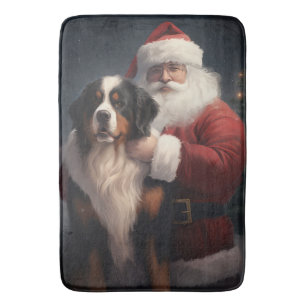 Tapis De Bain Noël festif du chien de montagne bernois du Père N