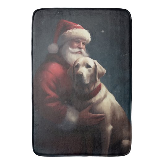 Tapis De Bain Noël festif du Père Noël au Labrador (devant Vertical)