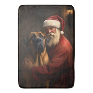 Tapis De Bain Noël festif Rhodesian Ridgeback Santa Claus