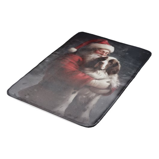 Tapis De Bain Noël festif Springer Spaniel Santa Claus (Angle)