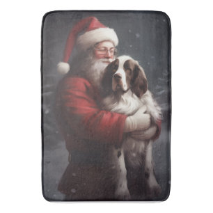 Tapis De Bain Noël festif Springer Spaniel Santa Claus
