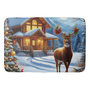 Tapis De Bain Noël/Hiver Deer Lodge