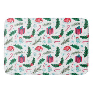 Tapis De Bain Noël Hollies, chapeaux et Sucres de canne
