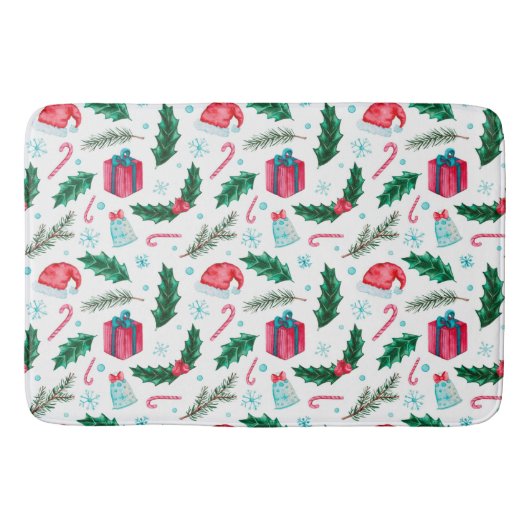 Tapis De Bain Noël Hollies, chapeaux et Sucres de canne (Devant)