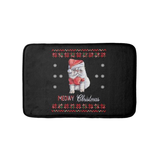 Tapis De Bain Noël Meowy, Amoureux des chats Joyeux Noël (Devant)