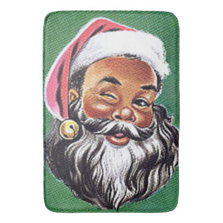 Tapis De Bain Noël noir du Père Noël afro-américain