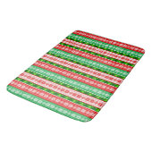 TAPIS DE BAIN NOËL ORNAMENTS DESIGN ROUGE BLANC VERT (Angle)