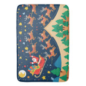 Tapis De Bain Noël Père Noël Reindeer Arrive En Ville (devant Vertical)