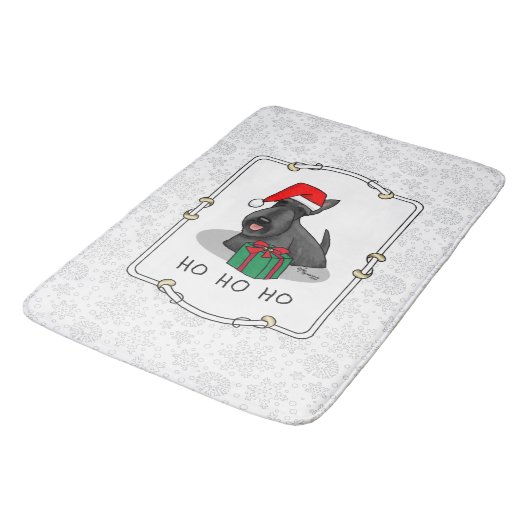 Tapis De Bain Noël Santa Hat Scottish Terrier (noir) mignonne (Angle)