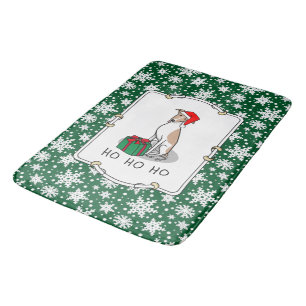Tapis De Bain Noël Santa Hat Whippet Chien Faune et blanc mignet