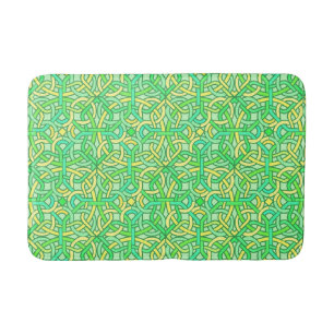 Tapis De Bain Noeud celtique Irlandais Motif de tresse vert jaun