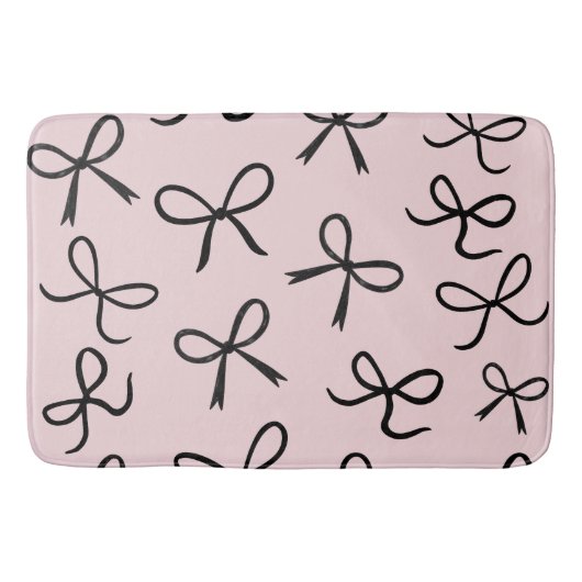 Tapis De Bain Nœuds Noirs Petits Mignons Tendance Rose (Devant)