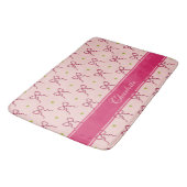 Tapis De Bain Nœuds Rose Chaud Petits Points Verts (Angle)