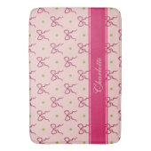 Tapis De Bain Nœuds Rose Chaud Petits Points Verts (devant Vertical)