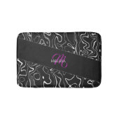 Tapis De Bain Noir blanc damas abstrait motif Monogramme (Devant)