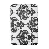 Tapis De Bain Noir & Blanc Damask Chic Moderne Motif élégant (Devant (Vertical))