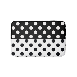 Tapis De Bain Noir Blanc demi-couleur fractionné en Pois Inverse