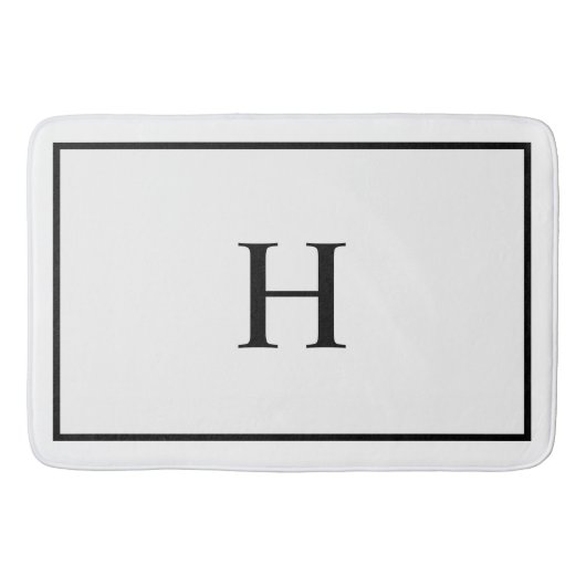 Tapis De Bain Noir Blanc Élégant Moderne Monogramme (Devant)