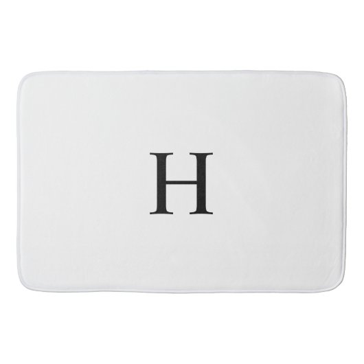 Tapis De Bain Noir Blanc Élégant Moderne Monogramme (Devant)