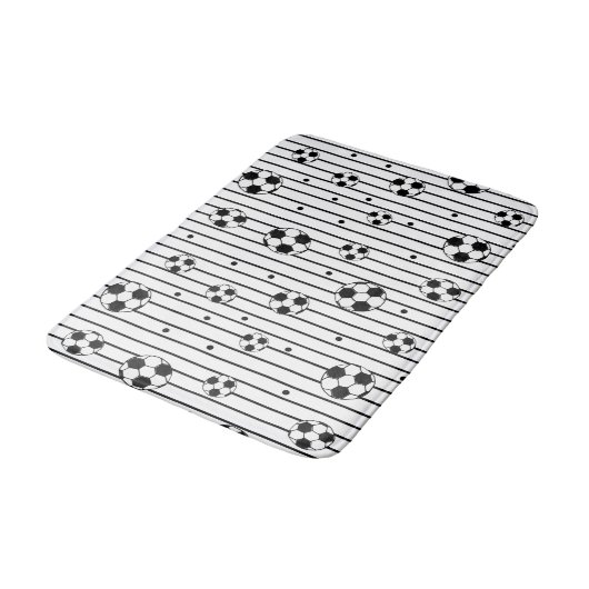 Tapis De Bain Noir Blanc Football Striy Boys (Angle)