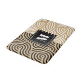 Tapis De Bain Noir & Blanc Golden Sea Ocean Waves Monogramme (Angle)