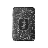 Tapis De Bain Noir blanc gris damas tourbillons abstraits Monogr (Devant (Vertical))