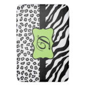 Tapis De Bain Noir Blanc Lime Vert Zèbre Léopard Monogramme de p (devant Vertical)