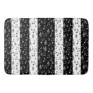 Tapis De Bain Noir & Blanc Musical Stripes Bain Mat