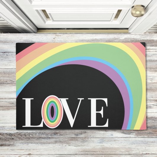 TAPIS DE BAIN noir blanc RAINBOW LOVE