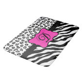 Tapis De Bain Noir blanc rose chaud Zèbre léopard Monogramme de (Angle)