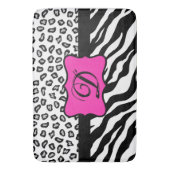Tapis De Bain Noir blanc rose chaud Zèbre léopard Monogramme de (devant Vertical)
