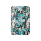 Tapis De Bain Noir blanc turquoise de turquoise florale (Devant (Vertical))
