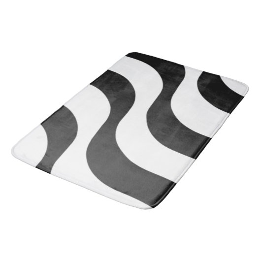 Tapis De Bain noir + blanc zèbre rayure motif moderne (Angle)