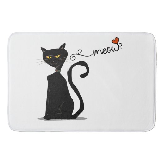 Tapis De Bain Noir Cat Meow (Devant)