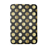 Tapis De Bain Noir chic de pois de feuille d'or (Devant (Vertical))