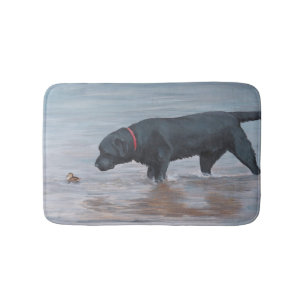 Tapis de bain noir d'art de chien de caneton de