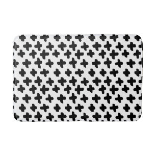 Tapis De Bain Noir et blanc Abstrait Croix suisse moderne Mat de