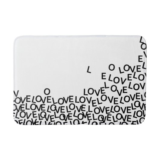 Tapis De Bain Noir et blanc AMOVE LOVE LOVE (Devant)
