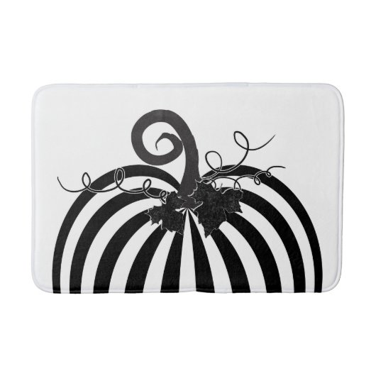 Tapis De Bain Noir et blanc Citrouille rayé Chic Automne automne (Devant)
