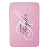 Tapis De Bain Noir et blanc Fatigue Monogramme rose (devant Vertical)