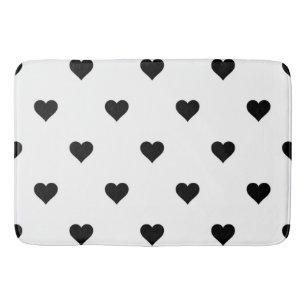 Tapis De Bain Noir et blanc mignon Motif de coeur simple
