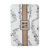 Tapis De Bain Noir et blanc Note musicale Musicien Monogramme (Devant (Vertical))