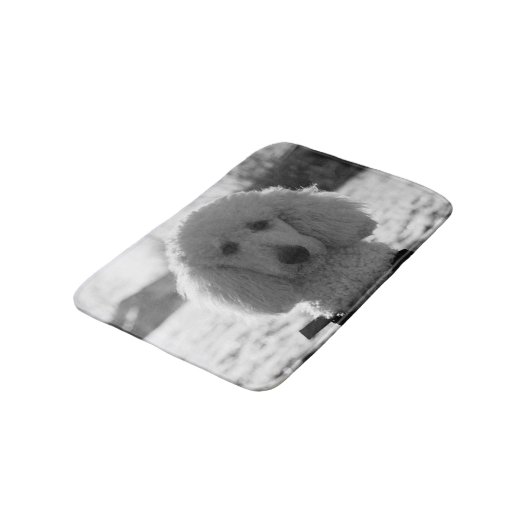 Tapis De Bain Noir et blanc Poodé visage Chiot yeux (Angle)