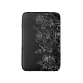 Tapis De Bain Noir et blanc Rose moderne chic (Devant (Vertical))