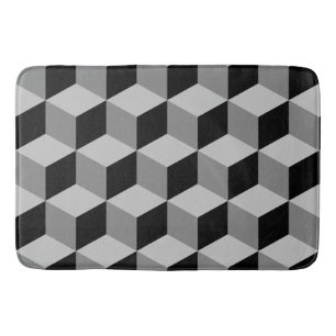 Tapis De Bain Noir et gris de motif de cube