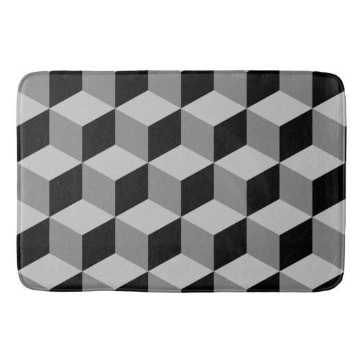 Tapis De Bain Noir et gris de motif de cube (Devant)