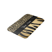 Tapis De Bain Noir et motif de léopard et de zèbre d'or (Angle)
