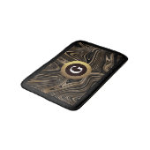 Tapis De Bain Noir et or Moderne Abstrait des tourbillons Monogr (Angle)
