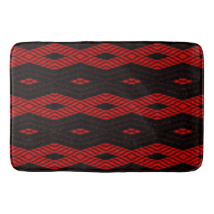 Tapis De Bain Noir et rouge croisé